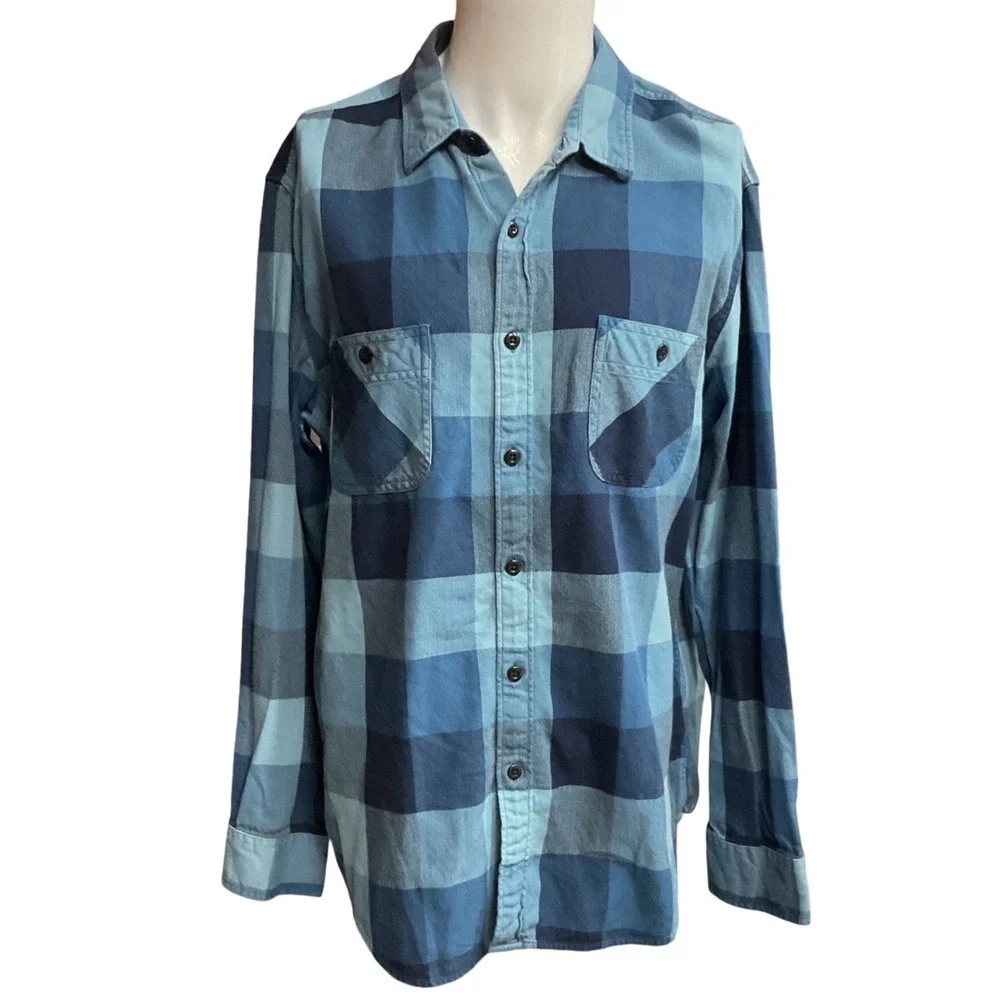 J. Crew Men's Y2K Plaid Print Long Sleeve Cotton Flannel Button Down Shirt Sz XL